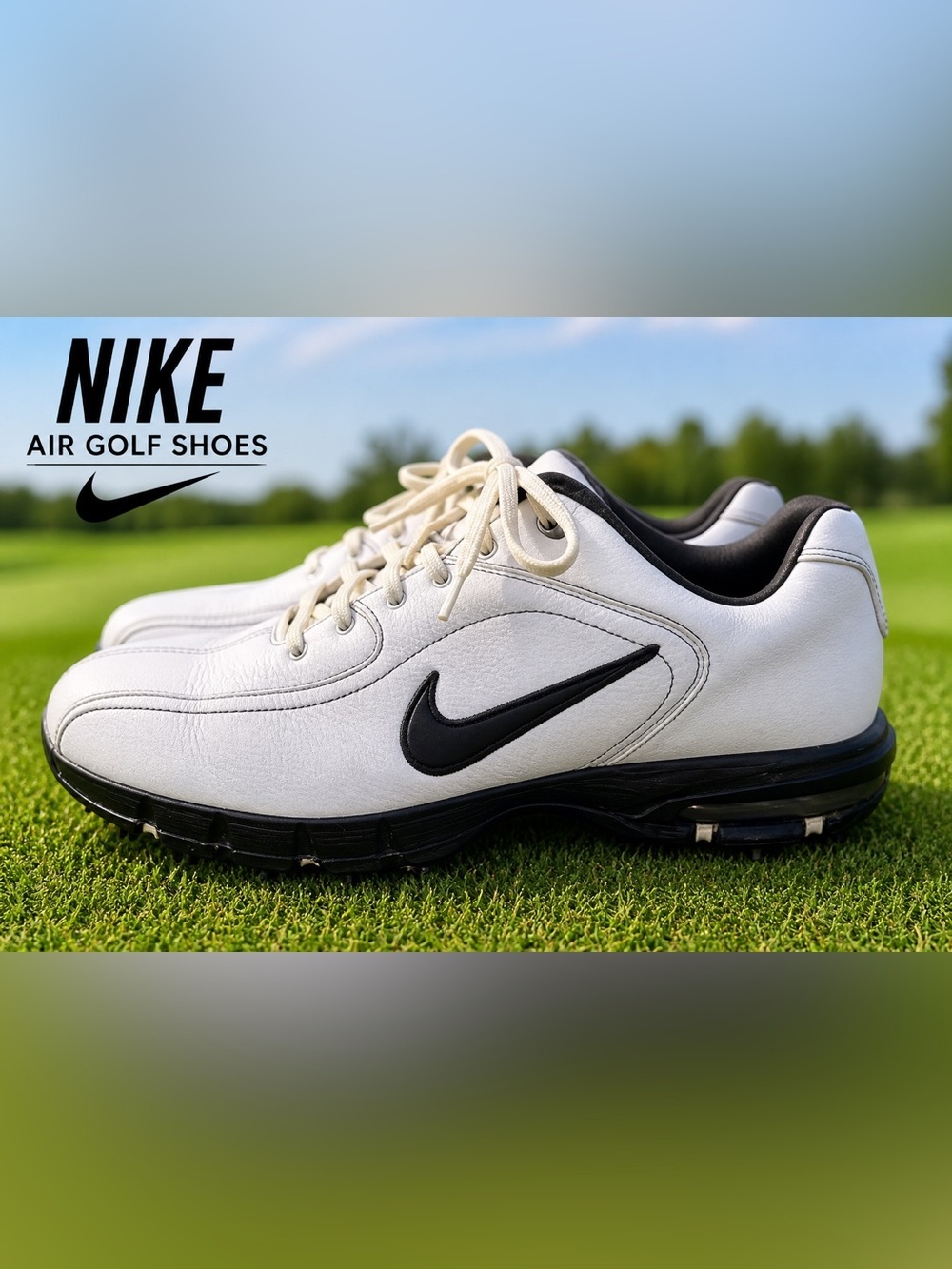 Nike White and Black Men's Air Golf Athletic Shoes